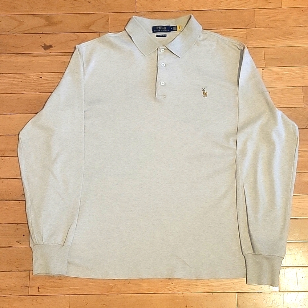 Ralph lauren long sleeve polo (beige) size  (M)